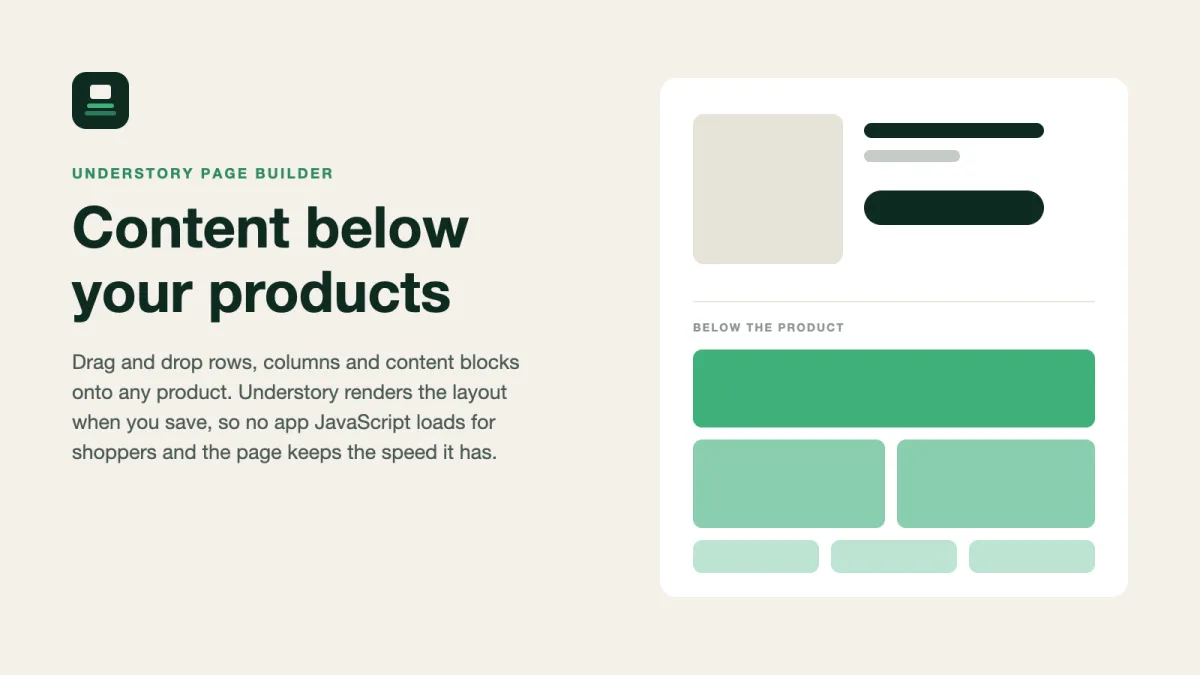 Page Builder for Shopify: Product page content blocks that add no storefront JavaScript.